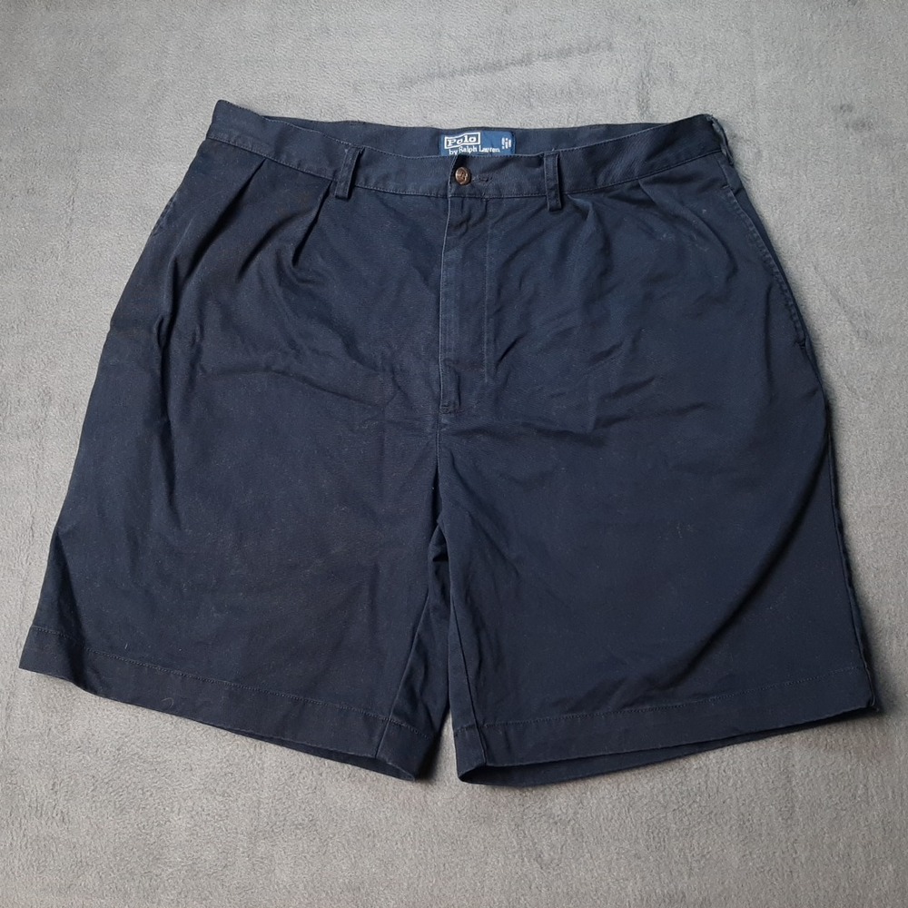VINTAGE Polo Ralph Lauren Shorts Men 36 x 8 Blue Navy Tyler Short Chino PRL